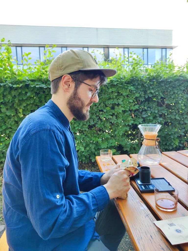 Me making a cup of filter coffee in the park